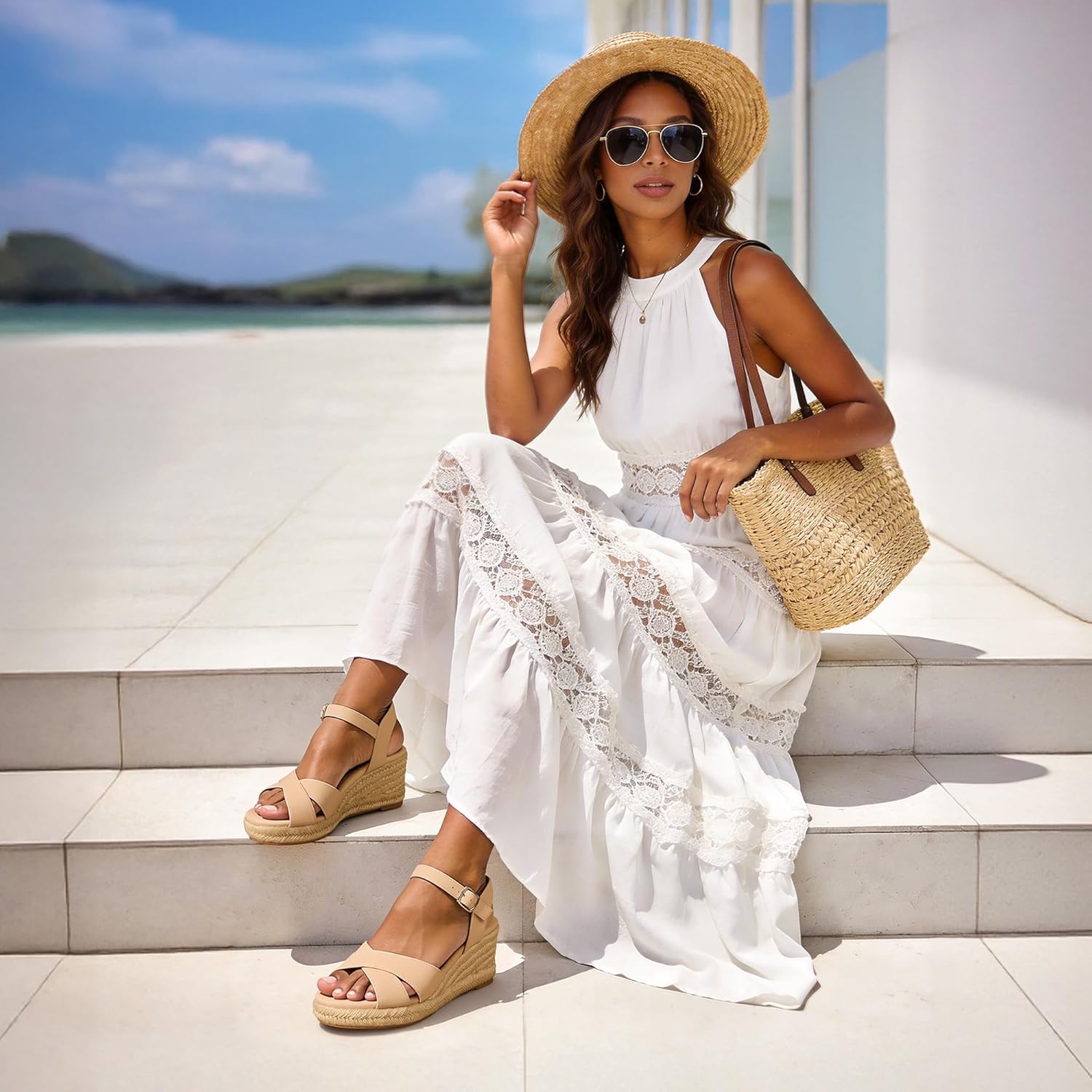 DREAM PAIRS Espadrille Dressy Wedge Sandals, Women's Platform Sandals Casual Summer, Comfortable High Heeled Wedges with Adjustable Buckle