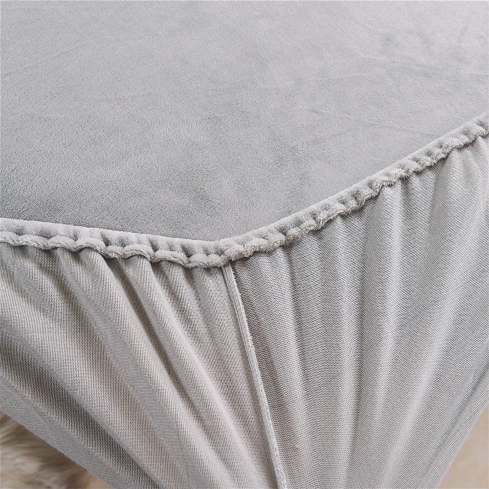 Sábana bajera ajustable de forro polar gris con banda elástica, protector de colchón impermeable suave de 200 x 200 cm + bolsillo de 25 cm de profundidad, ideal para mayor comodidad y durabilidad