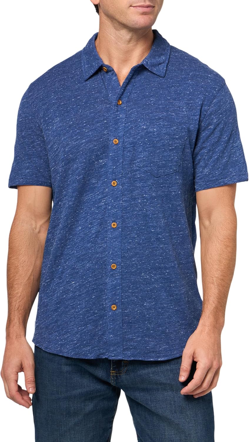 Lucky Brand Men's Linen Short Sleeve Button Up Shirt