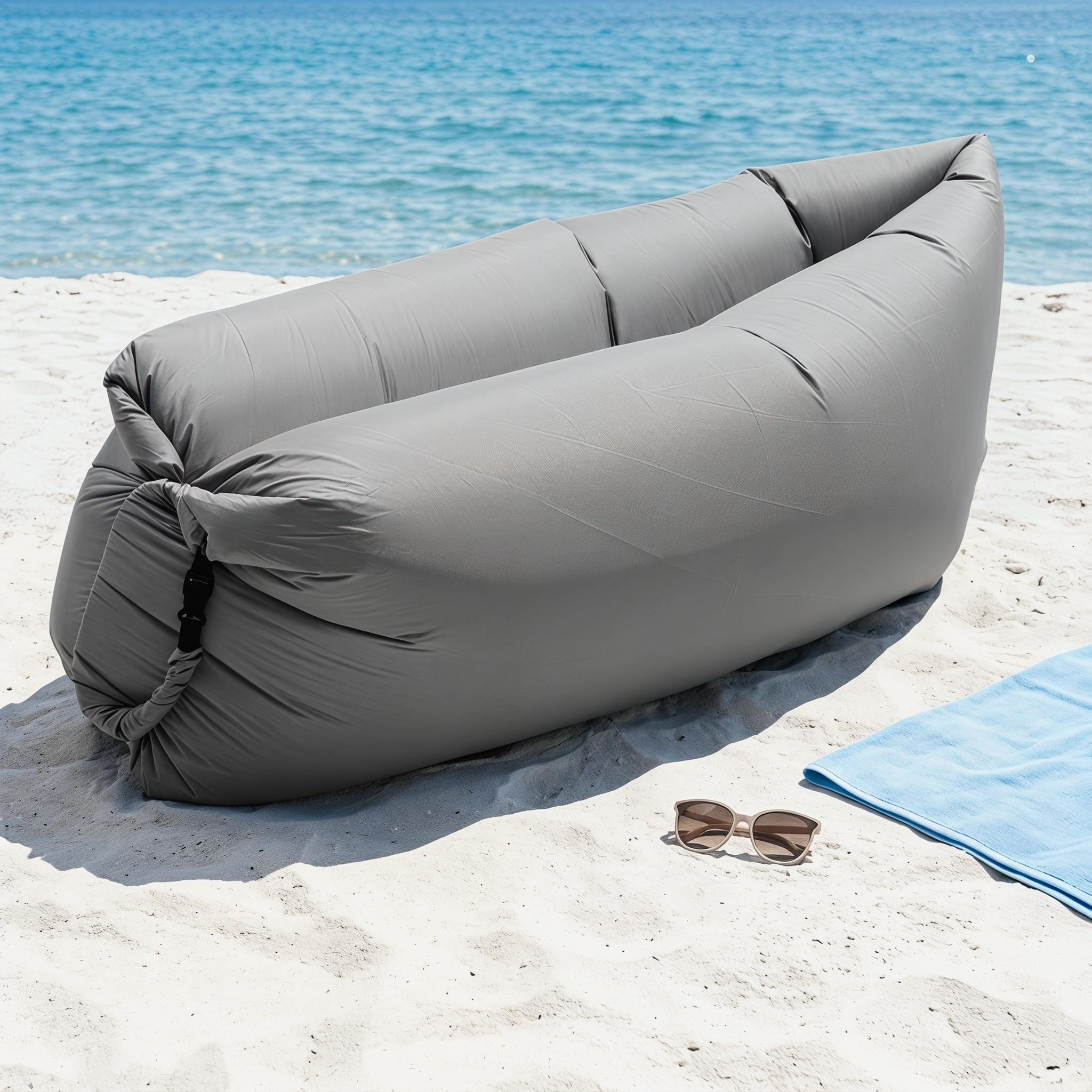 Canapé-lit Gonflable Portable - Fauteuil Pneumatique pour Le Camping, La Plage, Le Jardin Et Les Lacs - Léger, Facile à Gonfler, Parfait pour Se Détendre en Plein Air Grey