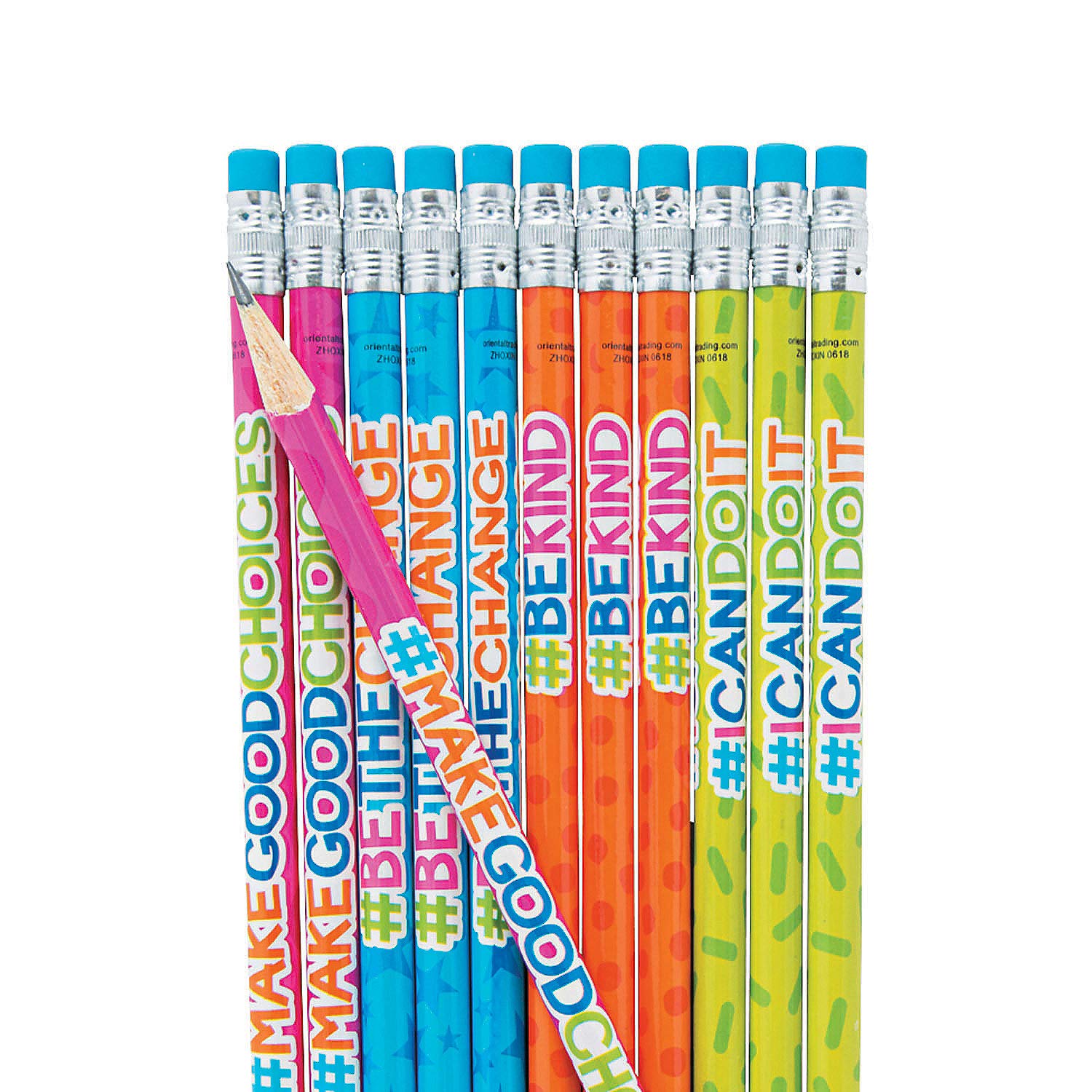 Fun ExpressGood Character Hashtag Pencils - 24 Pieces - Educational And Learning Activities For Kids
