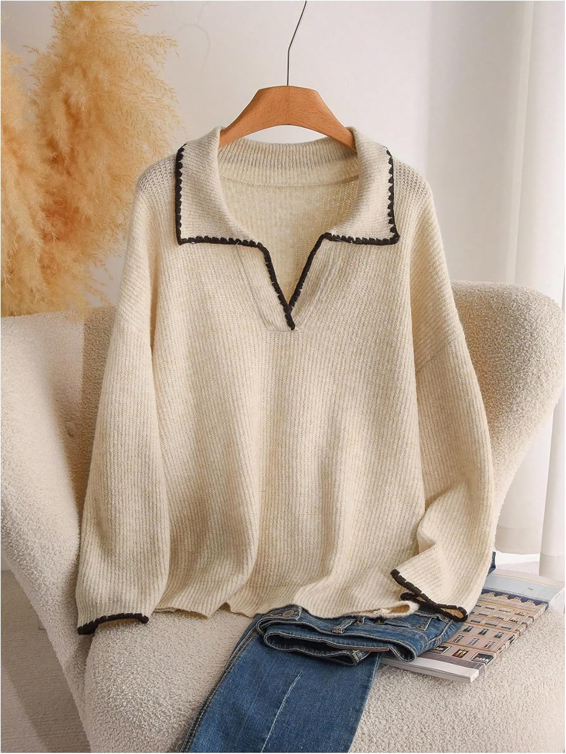 SHENHE Women's Plus Size Long Sleeve Collared Sweater Pullover Soft Knit Fall Casual Sweater - Image 5