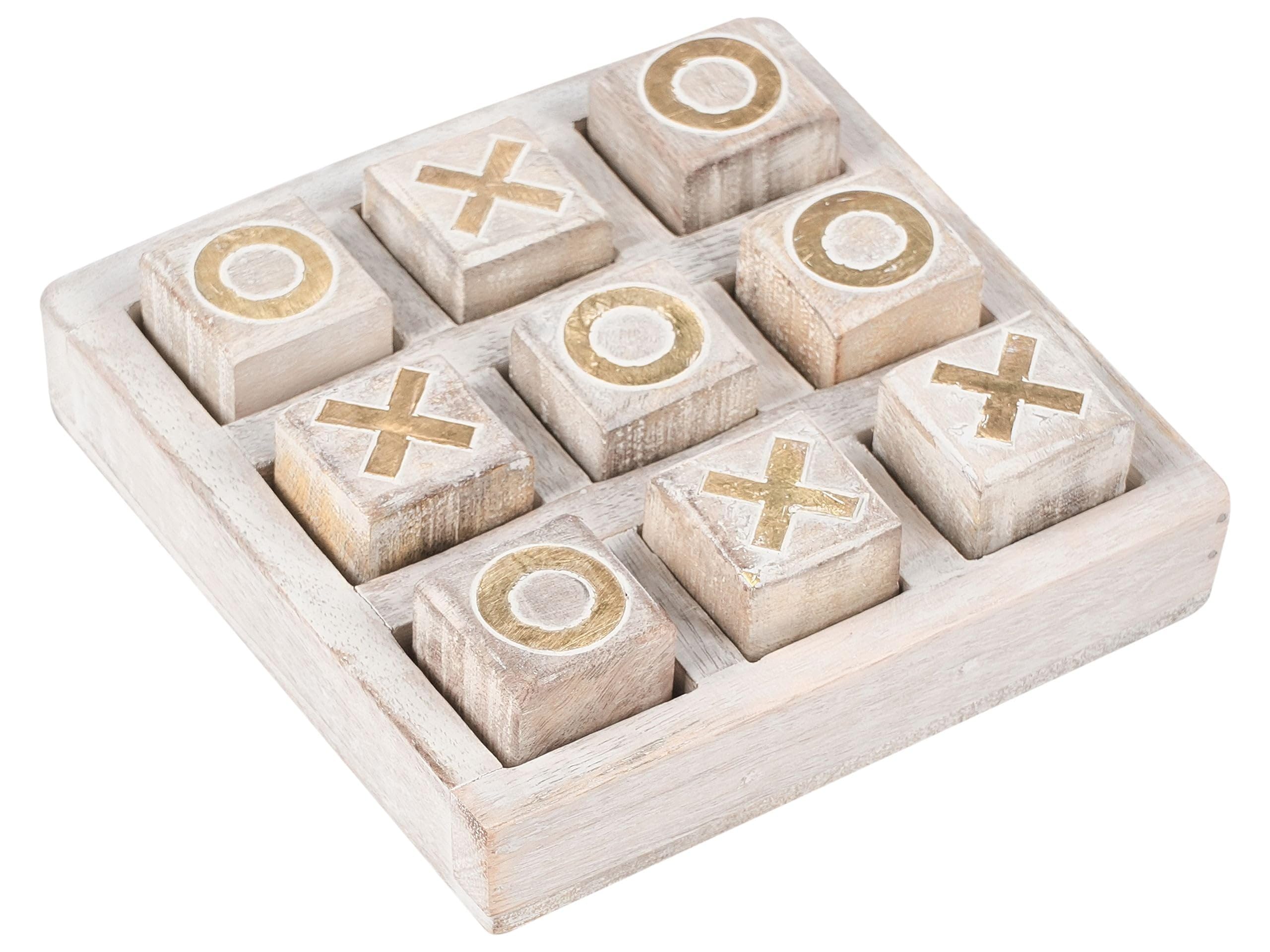 Beliani Jeu de Morpion en Bois de Manguier Accessoire Décoratif Beige Asjut