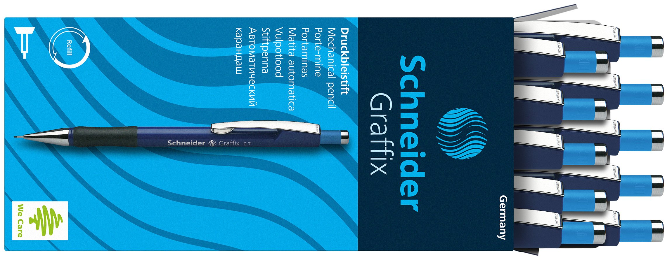 Schneider Lot de 10 portemines Graffix, 0,7 mm (Bleu)