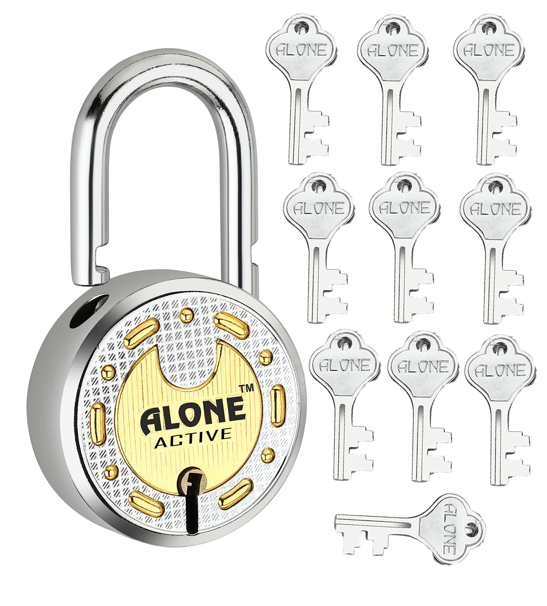 FITHOME Alone Locks 65Mm 10 Keys Padlock | Steel Body Double Locking 8 Levers | Lock And Keys For Home Door Gate Shop Shutter Lock | Padlock Chrome Finish Rust Proof (Pack Of 1)-image-10