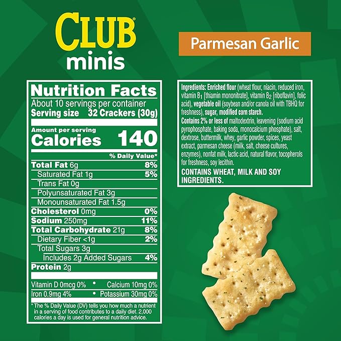 Club Minis Crackers, Snack Crackers, Sabor Parmesan Garlic, Caja 11 oz miniatura 2