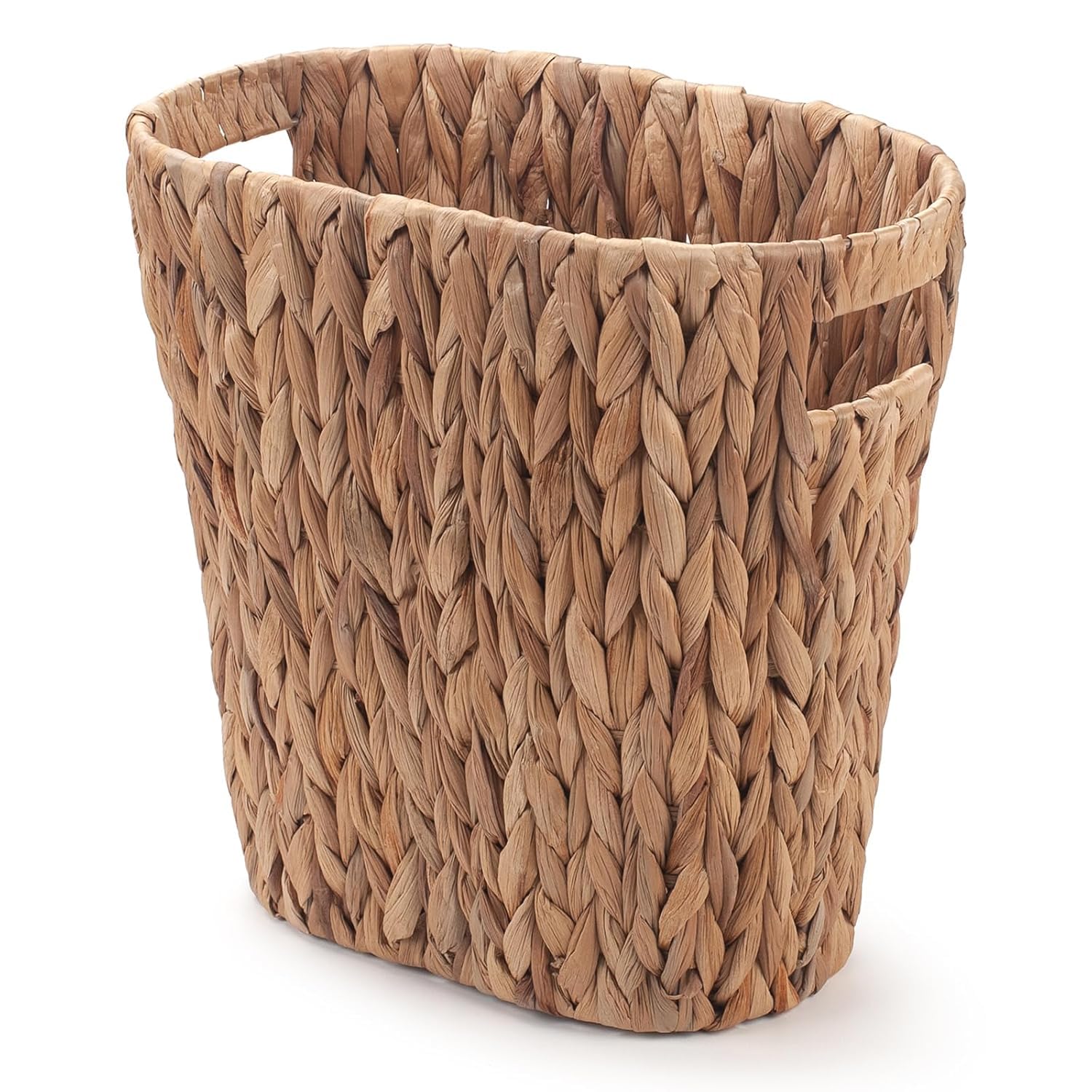 YANGQIHOME Cestino per il bagno, cestino in vimini intrecciato a mano con manici per camera da letto, soggiorno, cucina, bagno e ufficio, cestino in vimini di giacinto d'acqua, 1 confezione, 33 cm di