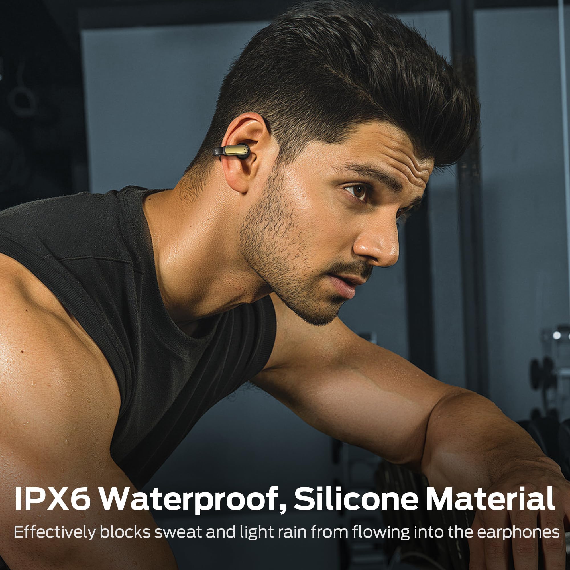 oraolo Cuffie Bluetooth Open-Ear, Clip-On Auricolari Aperti Bluetooth 5.4, Cuffie On Ear Aperti Controllo Touch 32H Cancellazione del Rumore IPX6 Impermeabile per Sport Fitness, Nero