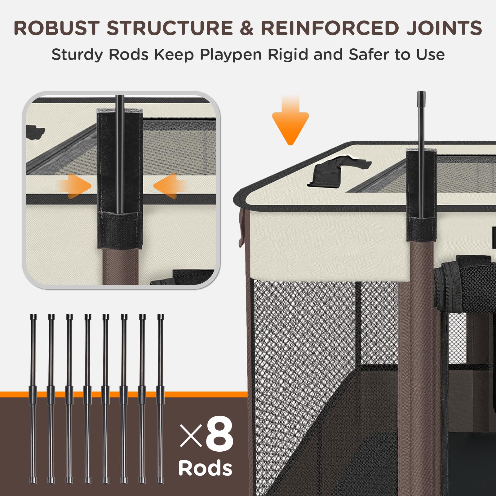 Foldable Pet Kitten Playpen, Upgrade Waterproof Portable Pet Cat Dog Playpen Kennel Tent for Small Dog Cat, Removable Shade Cover, Come with Free Carrying Case, Indoor Outdoor Use for Small Pet, Brown