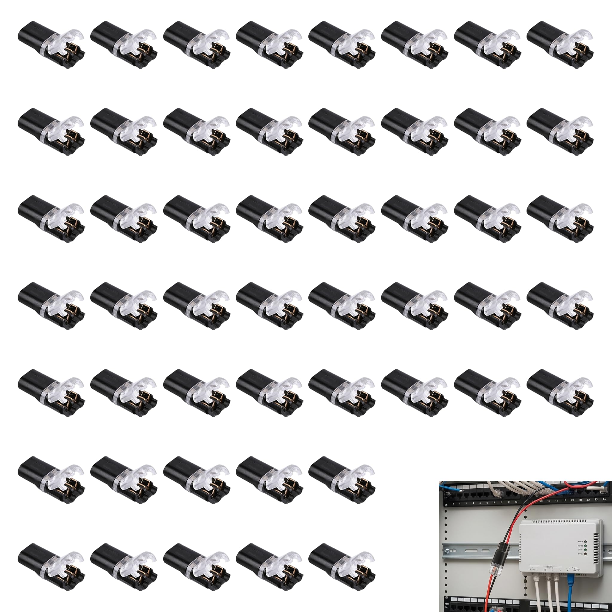 Elektrische Verbinder, 12 V, Schnellkabel, elektrisch, 2-polig, wasserdicht, schnell ohne Abisolieren, für Kabel 18-22 AWG, Steckklemme 220 V, 10 A, Anschluss für LED-Kabel, Auto, Audio, 50 Stück