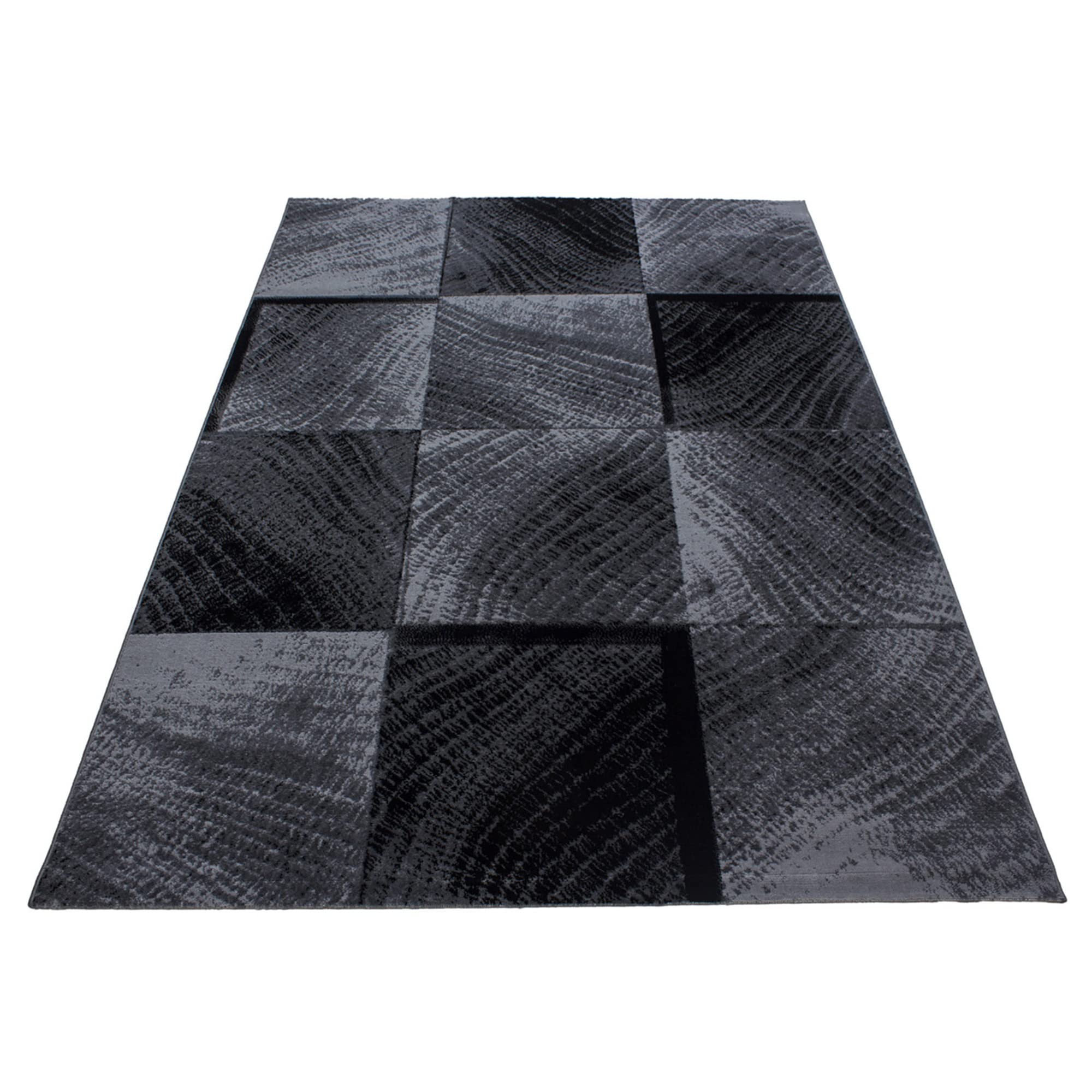 SIMPEX Tappeto 160x230 cm Nero Pelo Corto Design Astratto a Quadri Moderno per Soggiorno Camera Cucina Corridoio Sala da Pranzo Cameretta Morbido