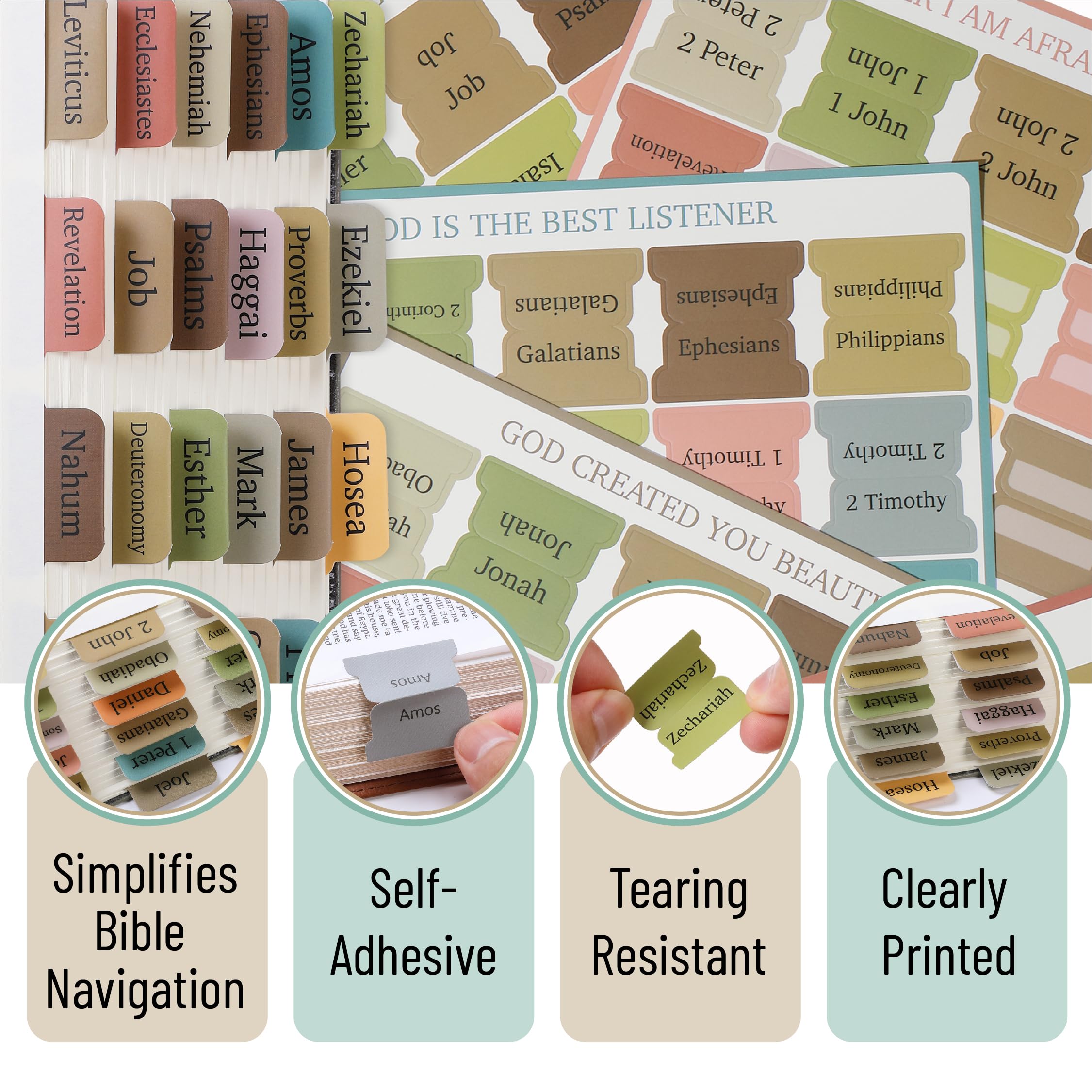 Snapklik.com : Mr Pen- Bible Tabs, 75 Tabs, Boho Style, Laminated Bible ...