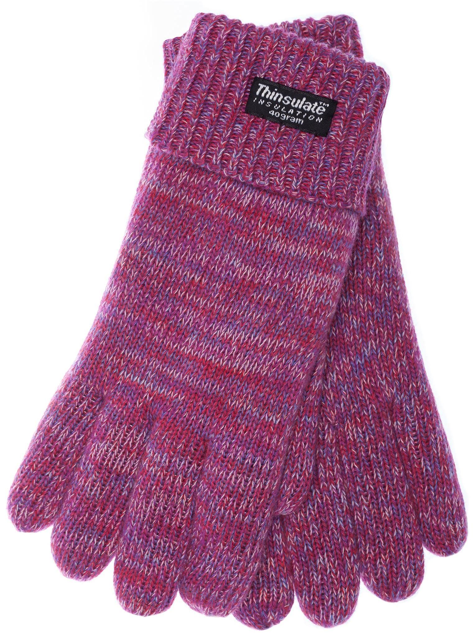 Eem Fashion Pink Eem Children's Knitted Gloves, Soft Cotton, Thinsulate Thermal Lining, Mix M - 122-134