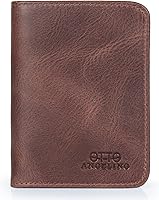 Vista 7 de Otto Angelino Cartera plegable con cremallera para hombre con bloqueo RFID, piel de vaca italiana, comodidad de viaje delgada, soporte para tarjeta