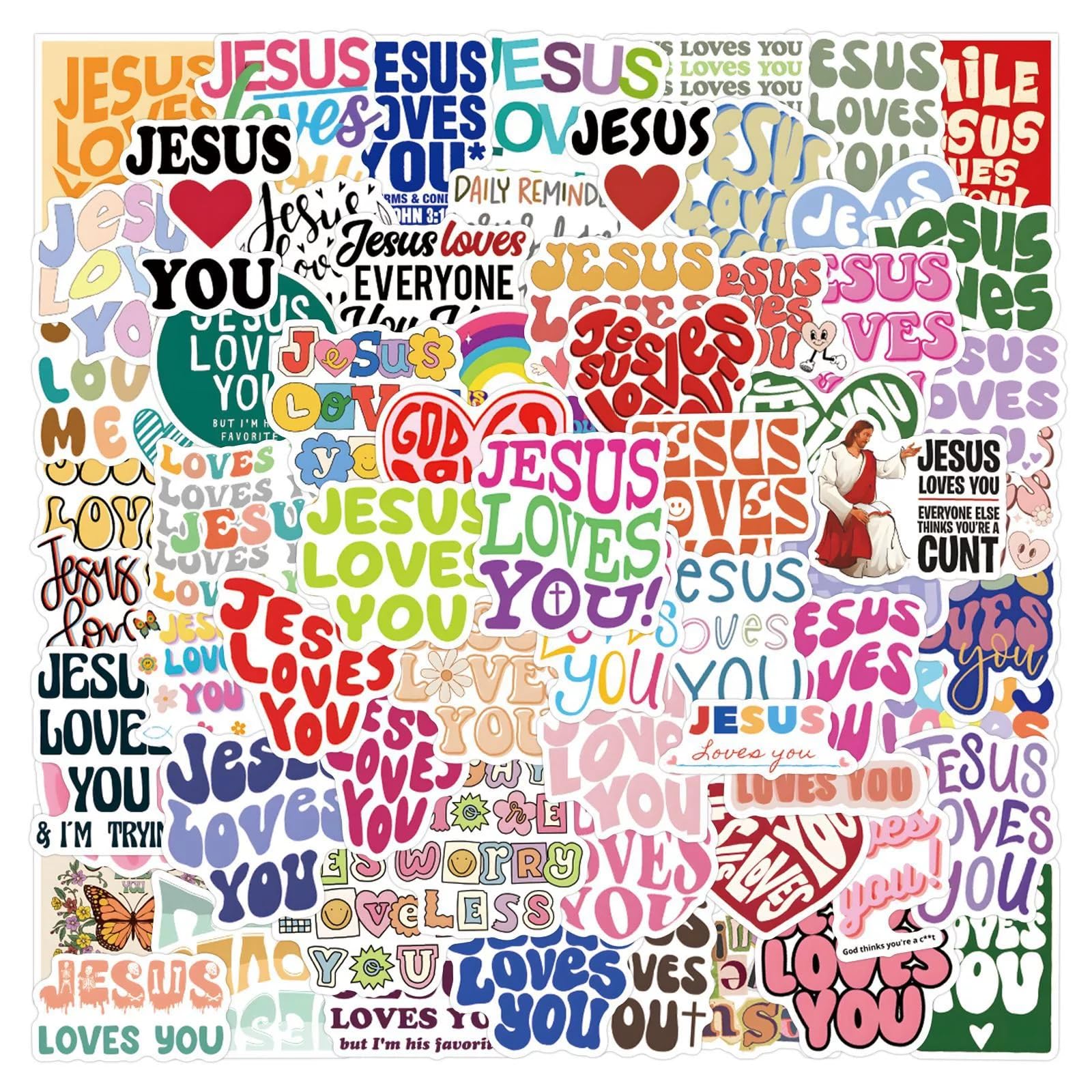 Christian Jesus Stickers for Laptop (100 PCS),Gift for Children Teens Adults Girl Boys Aesthetic Bible Waterproof Stickers for Skateboard,Scrapbook,Bike,Phone,Computer,Luggage Water Bottle Guitar - Image 4