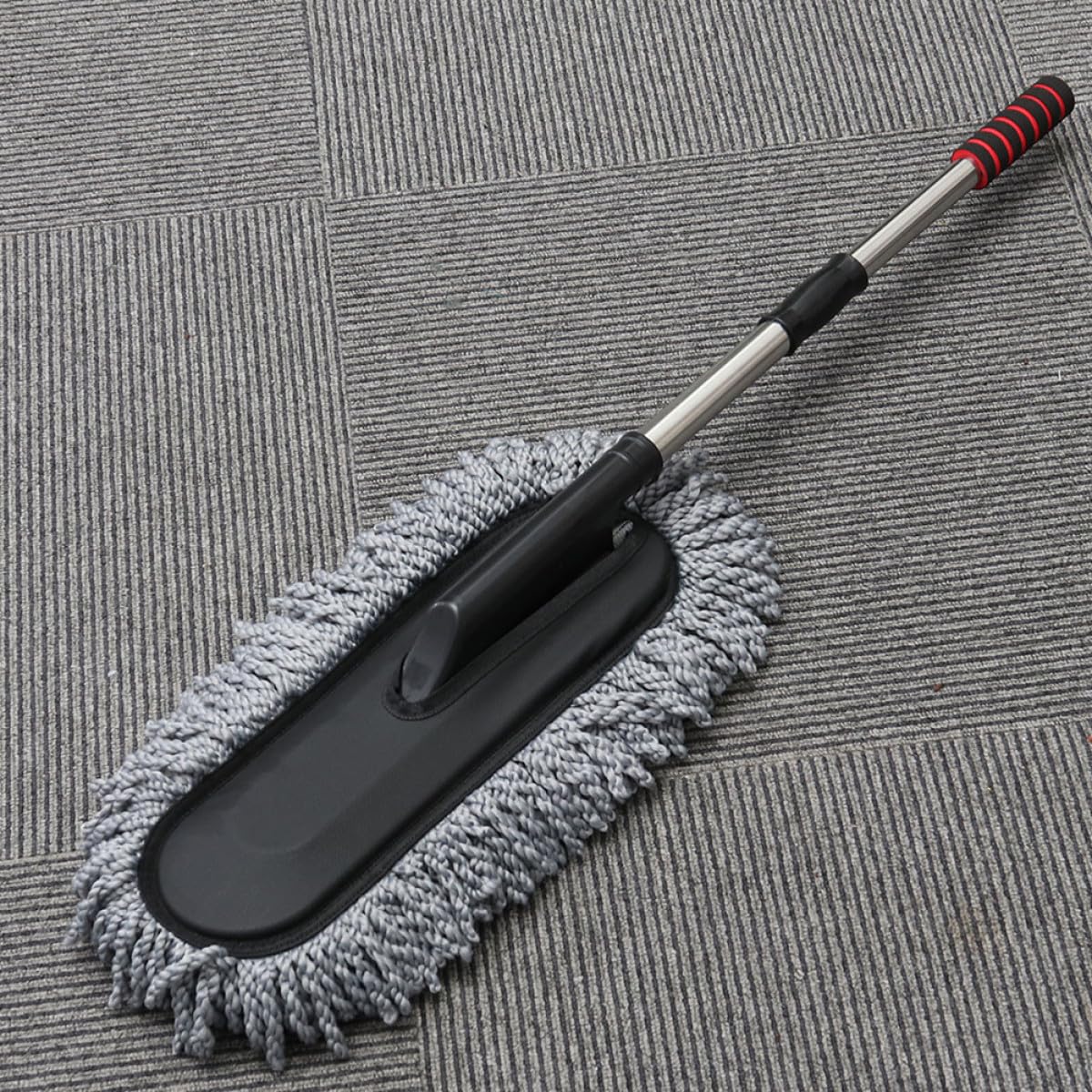 Cepillo para Limpiar Polvo de Coche 2 Piezas con Mango Telescópico de Acero Inoxidable Gris, Limpiador de Autos Versátil para Interior y Cuidado Automotriz Doméstico