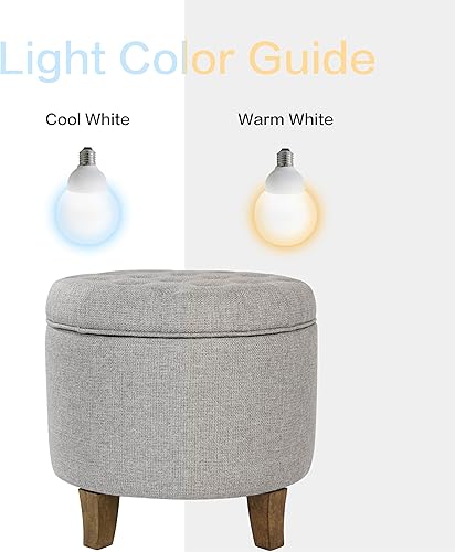Miniatura 7 de HomePop Decoración para el hogar | Otomana tapizada redonda con botones y reposapiés | Otomana con almacenamiento para sala de estar y dormitorio |