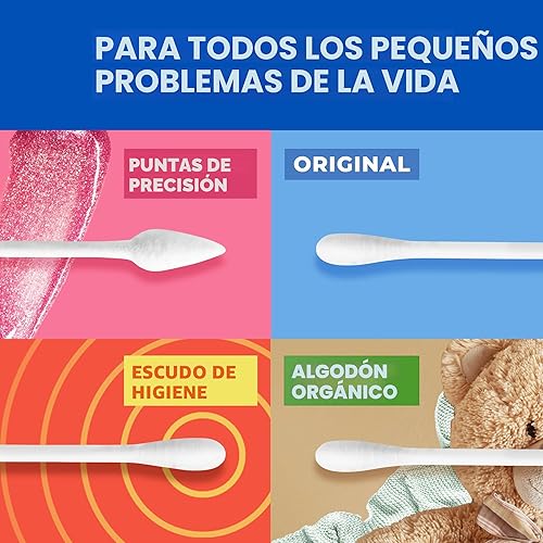 Miniatura 9 de Q-tips Hisopos de algodón, originales, para el hogar, primeros auxilios y belleza, 100% algodón, 500