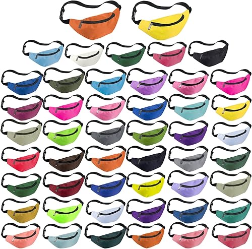 Riñonera de neón de 50 piezas a granel para fiestas de los años 80, ligera, para viajes, correr, deporte, ejercicio, con cinturón ajustable, para