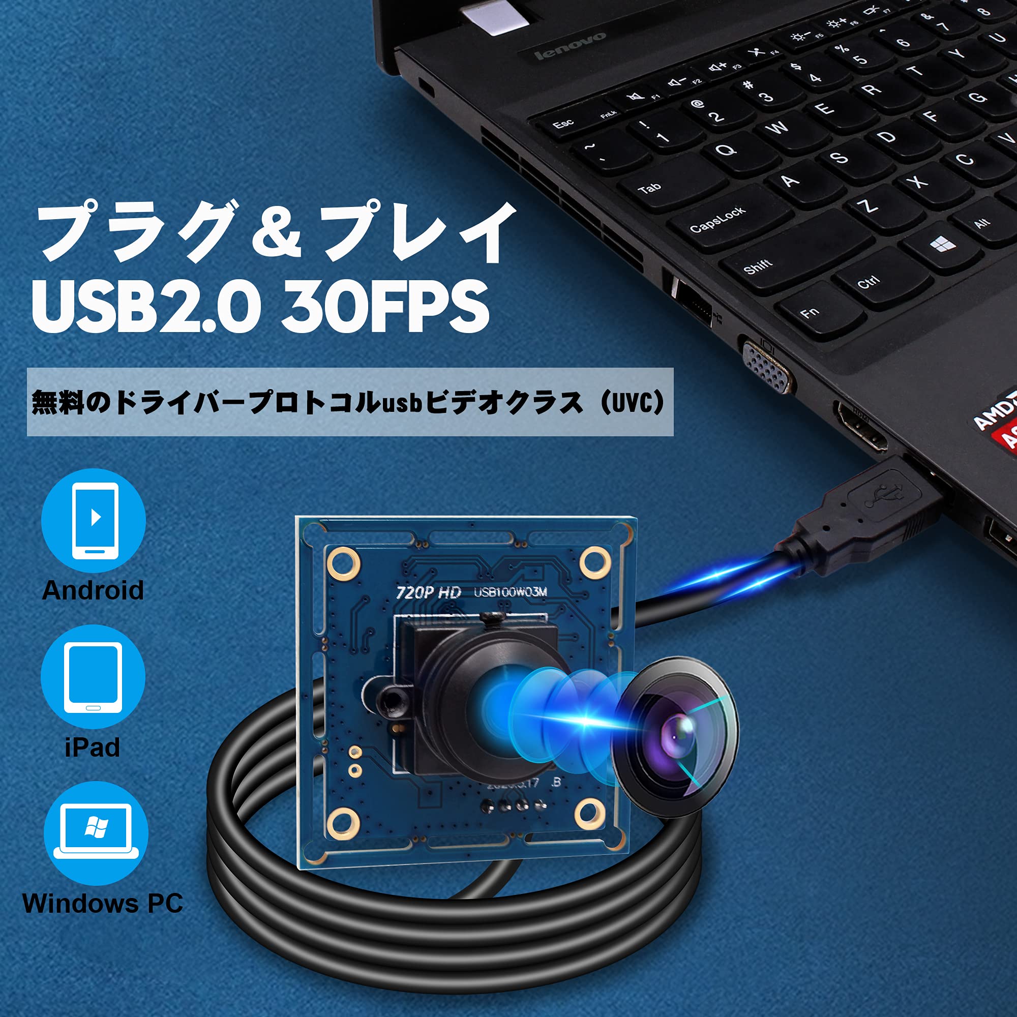 Amazon.co.jp: ELP 100万画素 広角 Webカメラ CMOS NT99141
