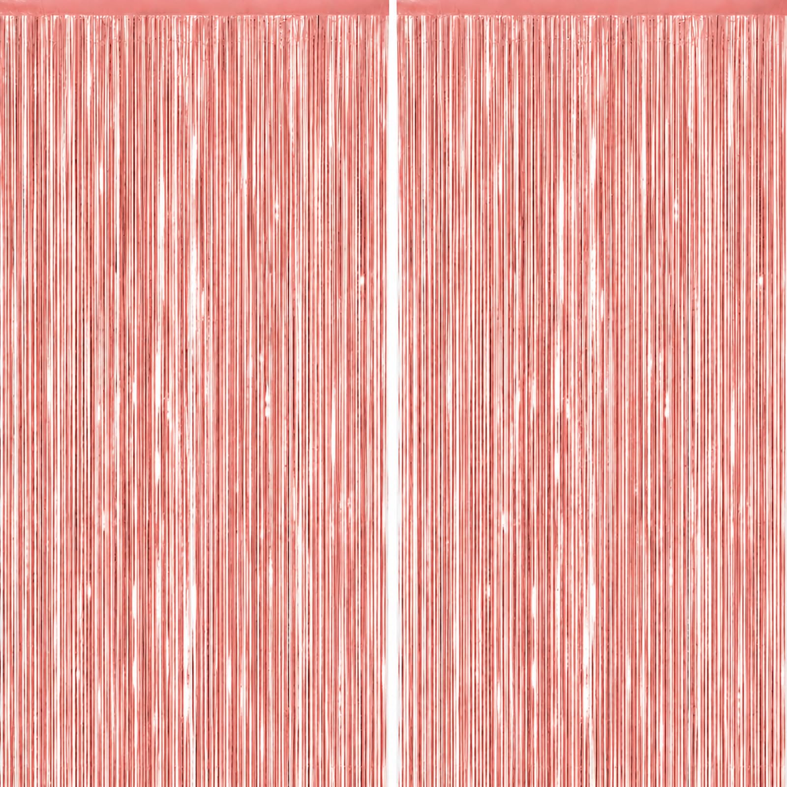 Voircoloria 2 Pack Rose Gold Foil Fringe Backdrop Curtains, Tinsel Streamers Birthday Party Decorations, Fringe Backdrop for Graduation, Baby Shower, Gender Reveal, Disco Party