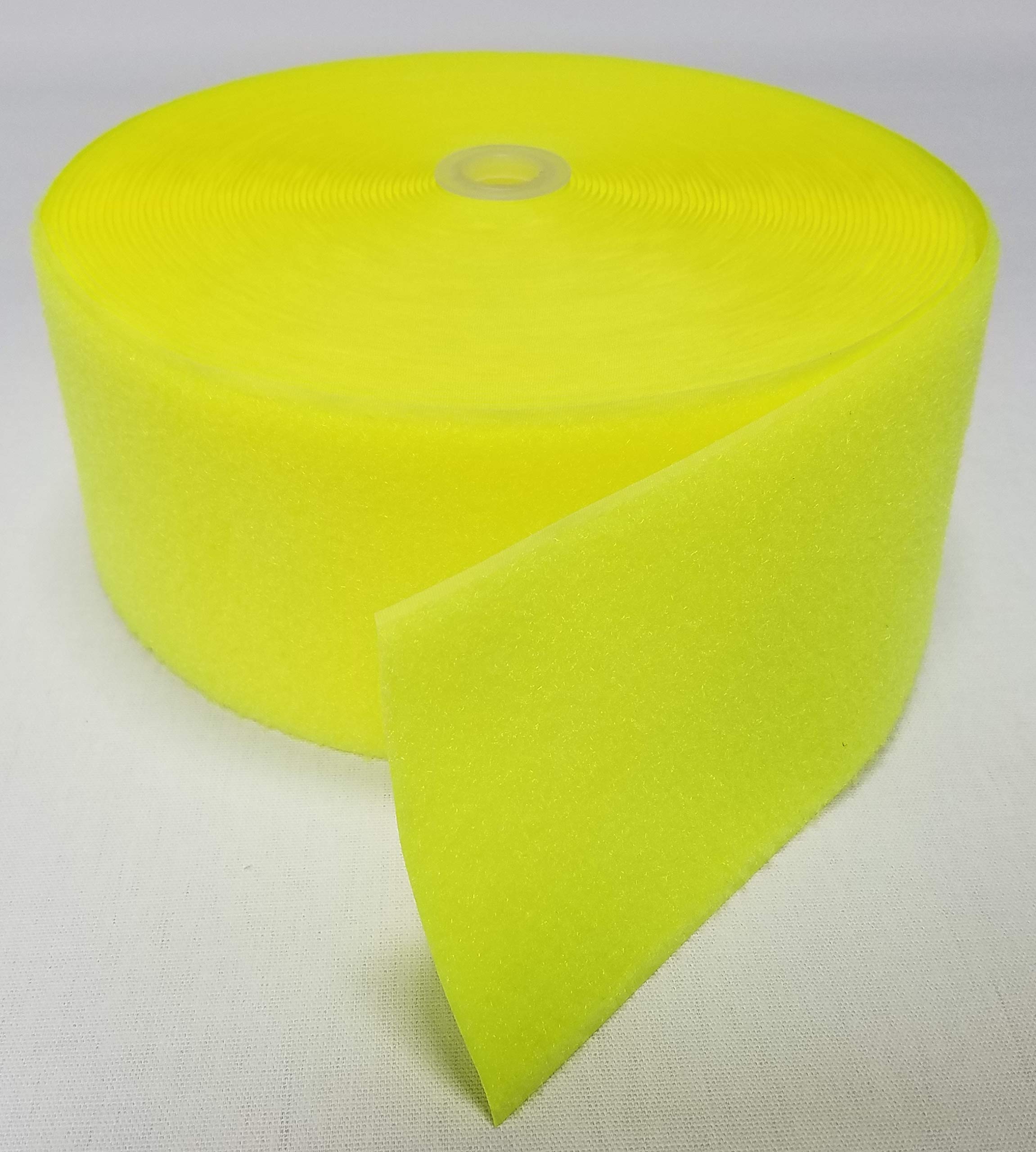 4" Safety/NEON Yellow SEW-ON Hook and Loop Fastener - Loop Side ONLY - 1 Yard