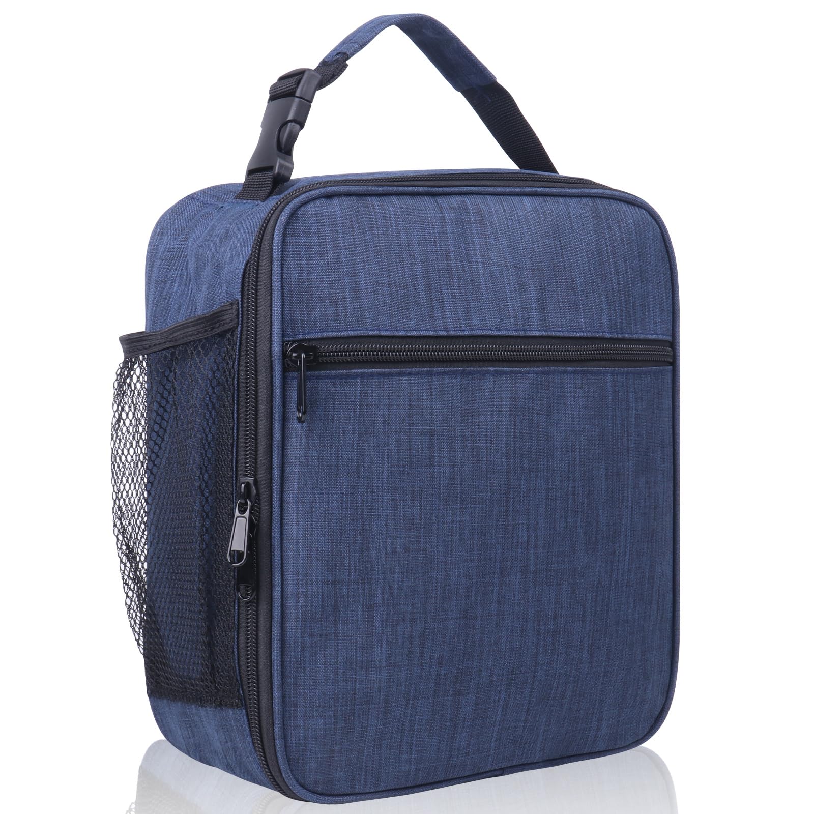 Insulated Lunch Bag with Side Mesh Pocket, Thermal Lunch Bag for Men Adults, Water-Resistant Leakproof Cool Bag for Work/School/Picnic/Outdoor(Blue)