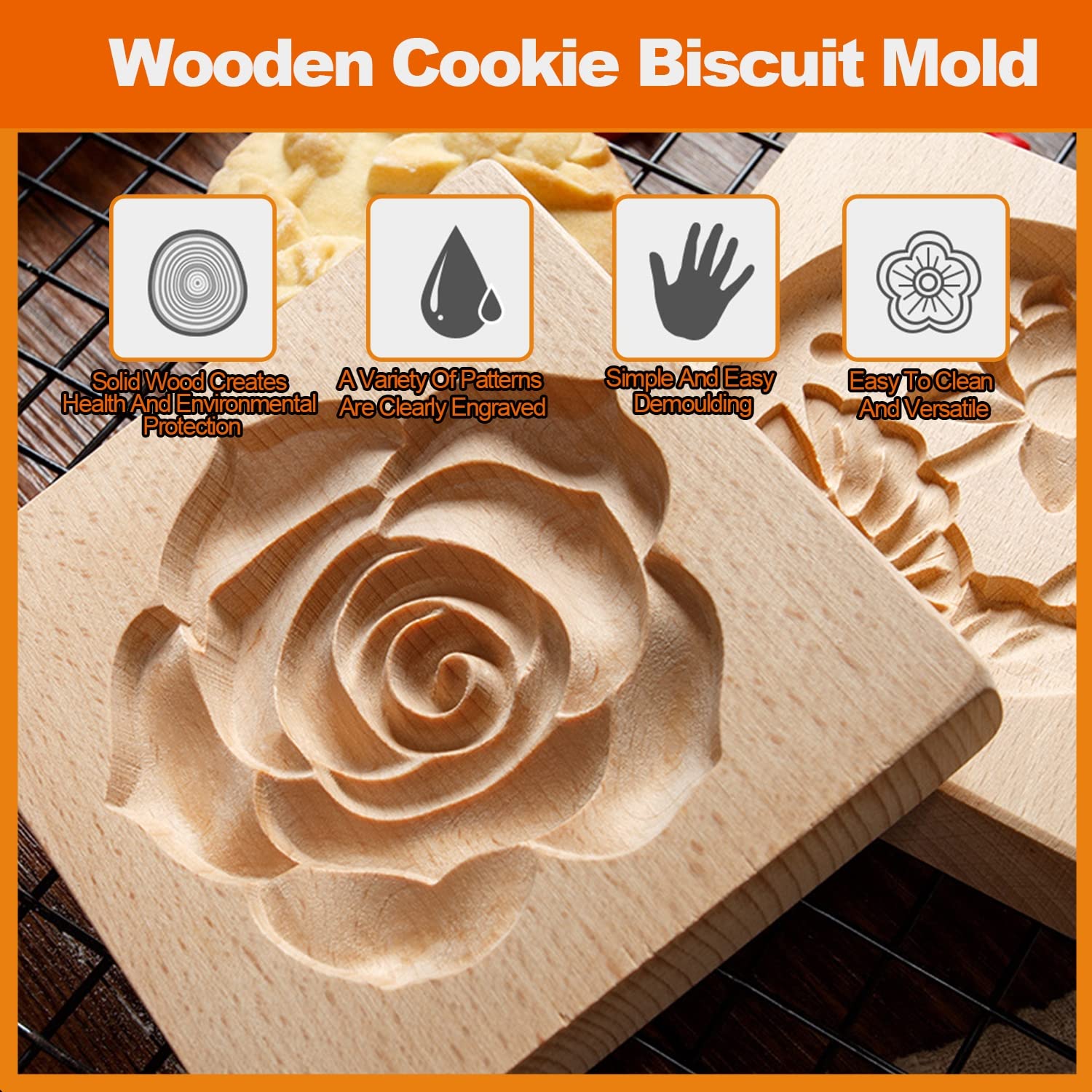 AVSMGP Cortadores para Galletas, Moldes Galletas 5 Piezas, Plástico 3D Formas Corta Reposteria, Decoración para Hornear Fondant Pastelería,B