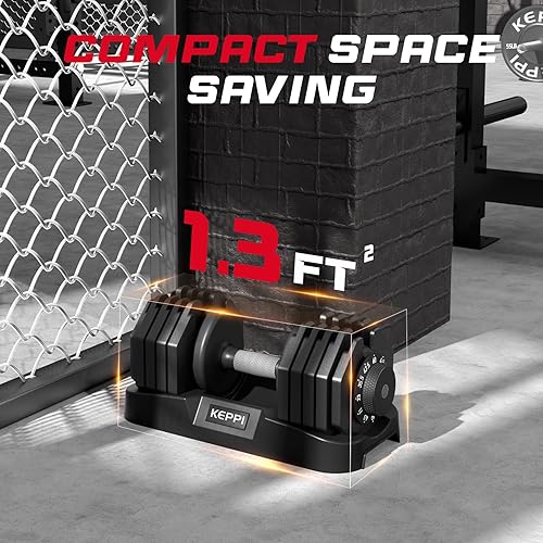Miniatura 7 de Keppi Adjustable Dumbbells Set-25lb/40lb/55lb/60lb, Anti-Slip Metal Fast Adjust Weight Handle, Exercise & Fitness for Full Body Workout - Adjustable