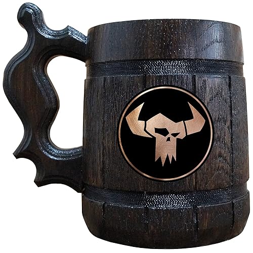 Orks Beer Mug, 22 oz, Wooden Beer Stein, 40K Gamer Gift, Personalized Beer Tankard, Custom Gift for Men, Gift for Him