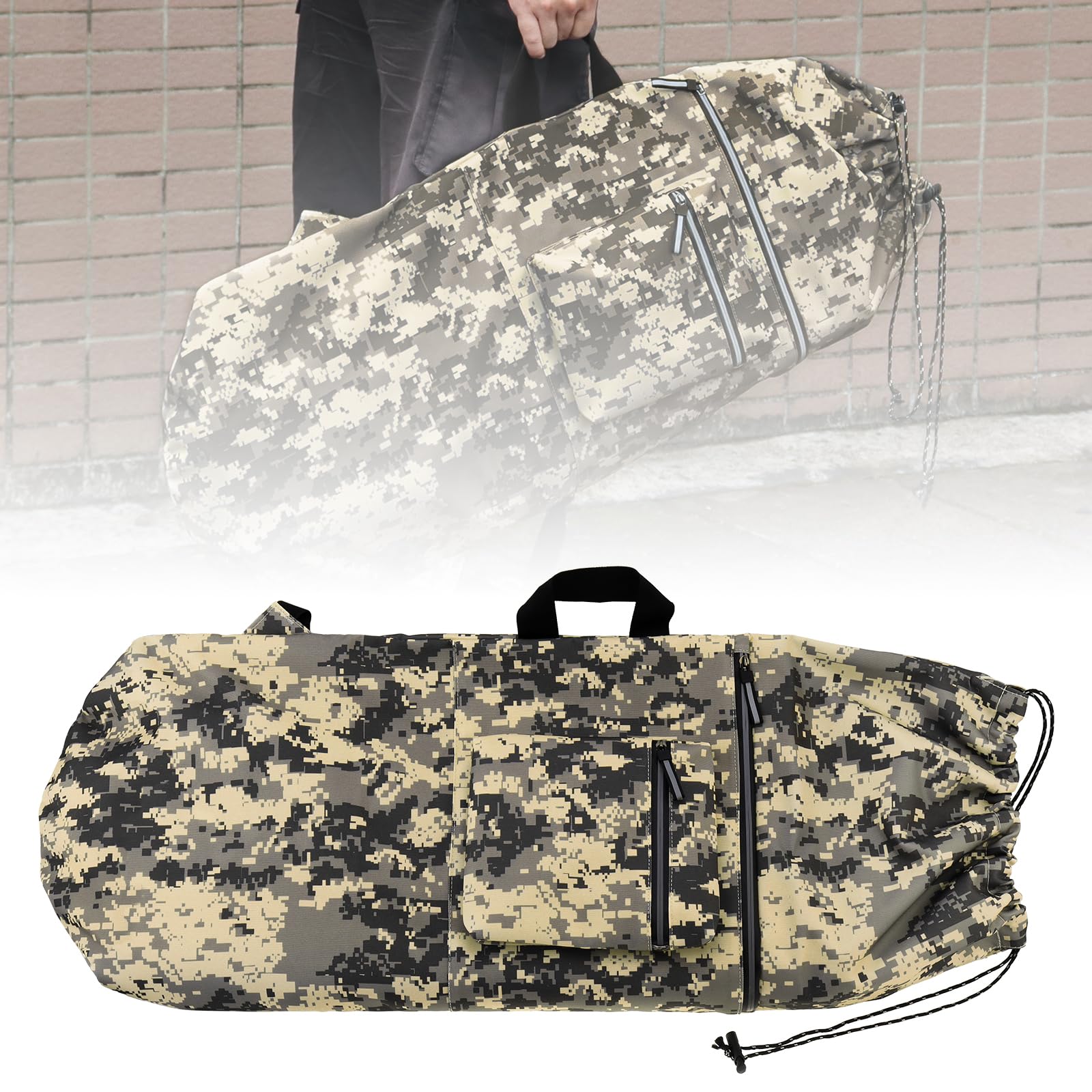 Zaino per skateboard, impermeabile, con tasca esterna e tracolla regolabile, custodia universale da 34 pollici per Cruiser e Longboard, mimetica