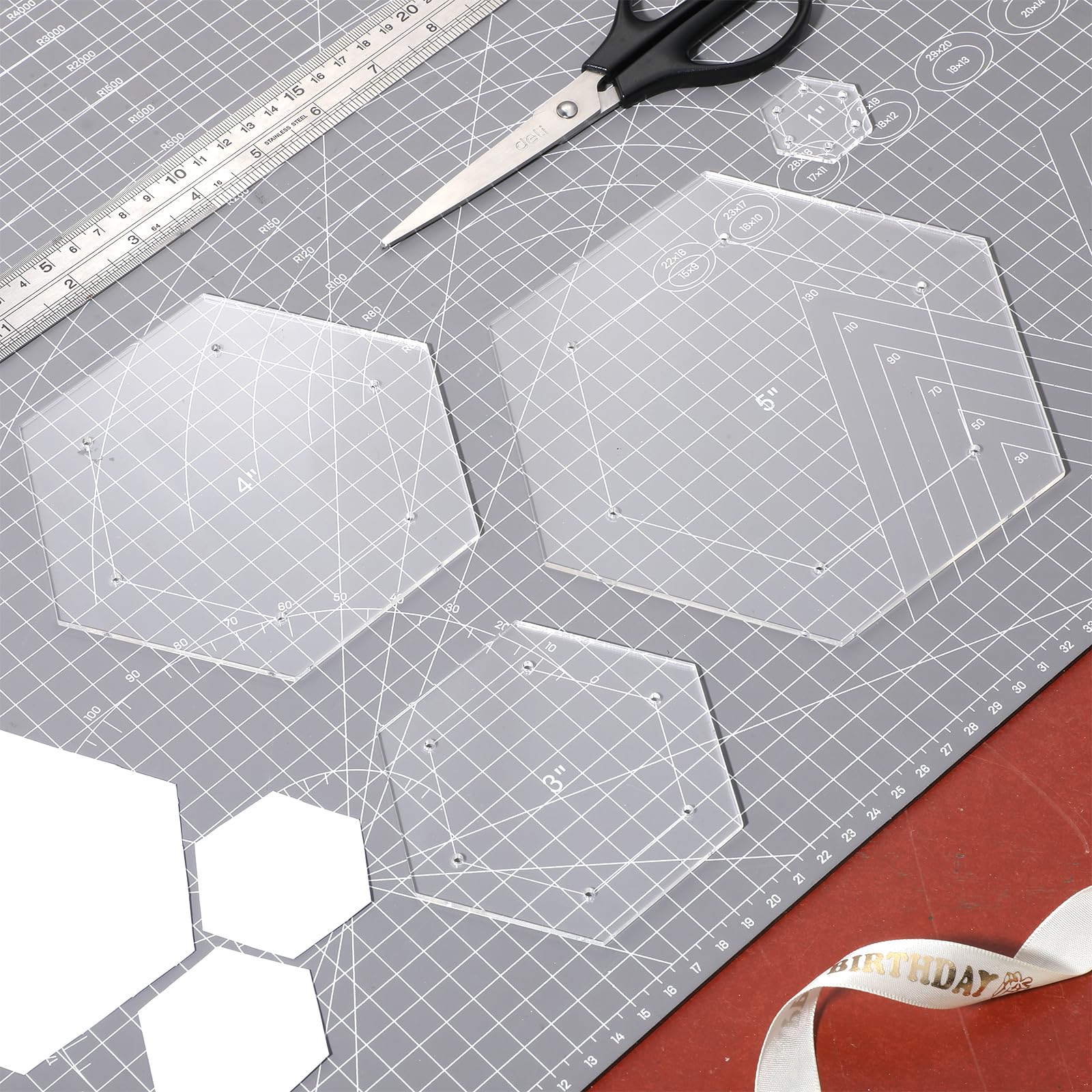 Sechseckige Quiltvorlagen Set - 6 Acryl-Schablonen Mit Schneiderkreidestift