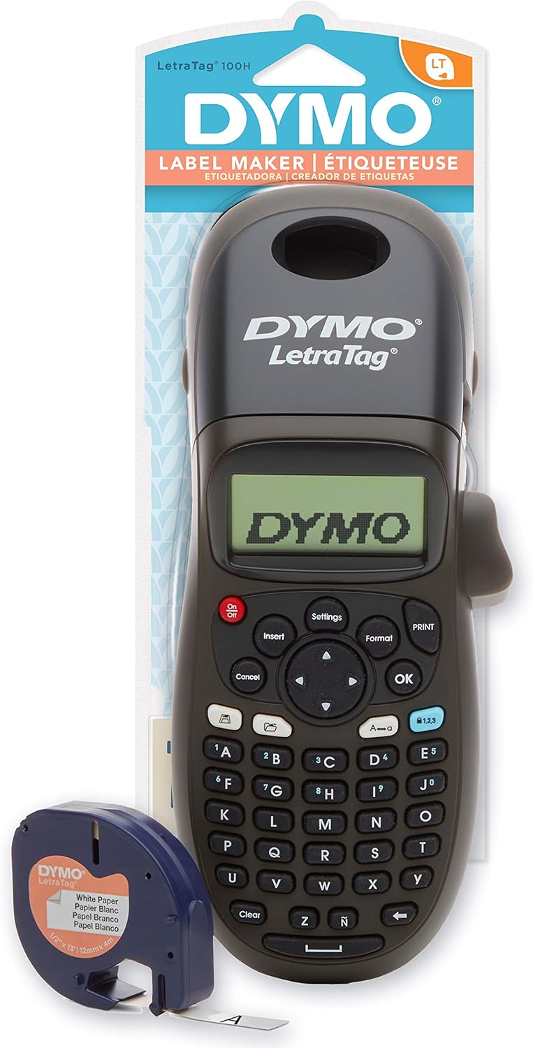 DYMO Label Maker, LetraTag 100H Black Handheld Label Maker & Lt Label