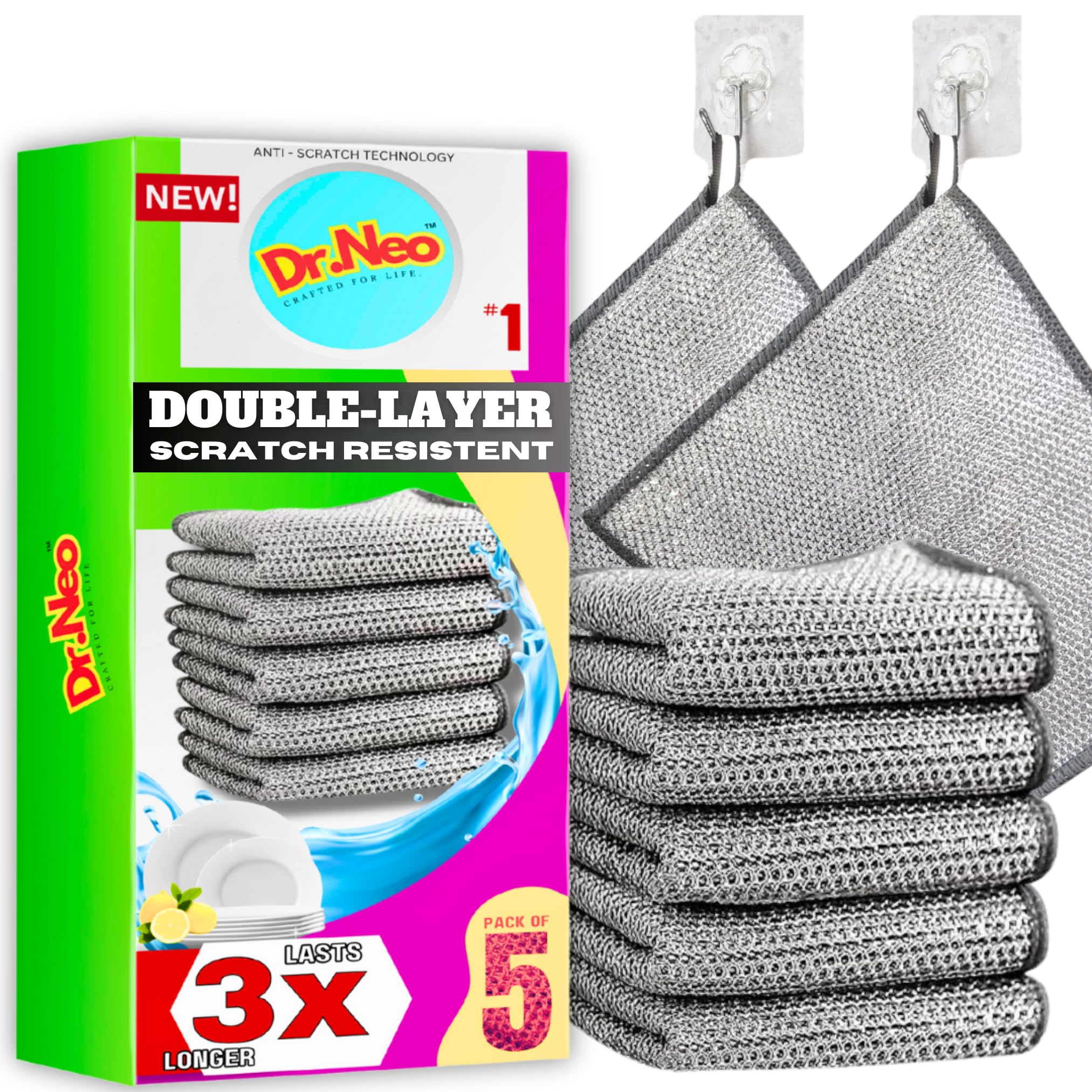 See full amazon price history chart for Dr. Neo™ Non Scratch Dish Wash Cloth with Free Hook! (Set of 5) Premium Double Layer Wire Dish Cloth for Kitchen, Reusable Dish Washing Cloth, Multipurpose Wire Dishwashing Rags for Wet and Dry Dr. Neo™ Non Scratch Dish Wash Cloth with Free Hook! (Set of 5) Premium Double Layer Wire Dish Cloth for Kitchen, Reusable Dish Washing Cloth, Multipurpose Wire Dishwashing Rags for Wet and Dry (B0D7LN2G7T) Amazon Price History, Amazon Price Tracker
