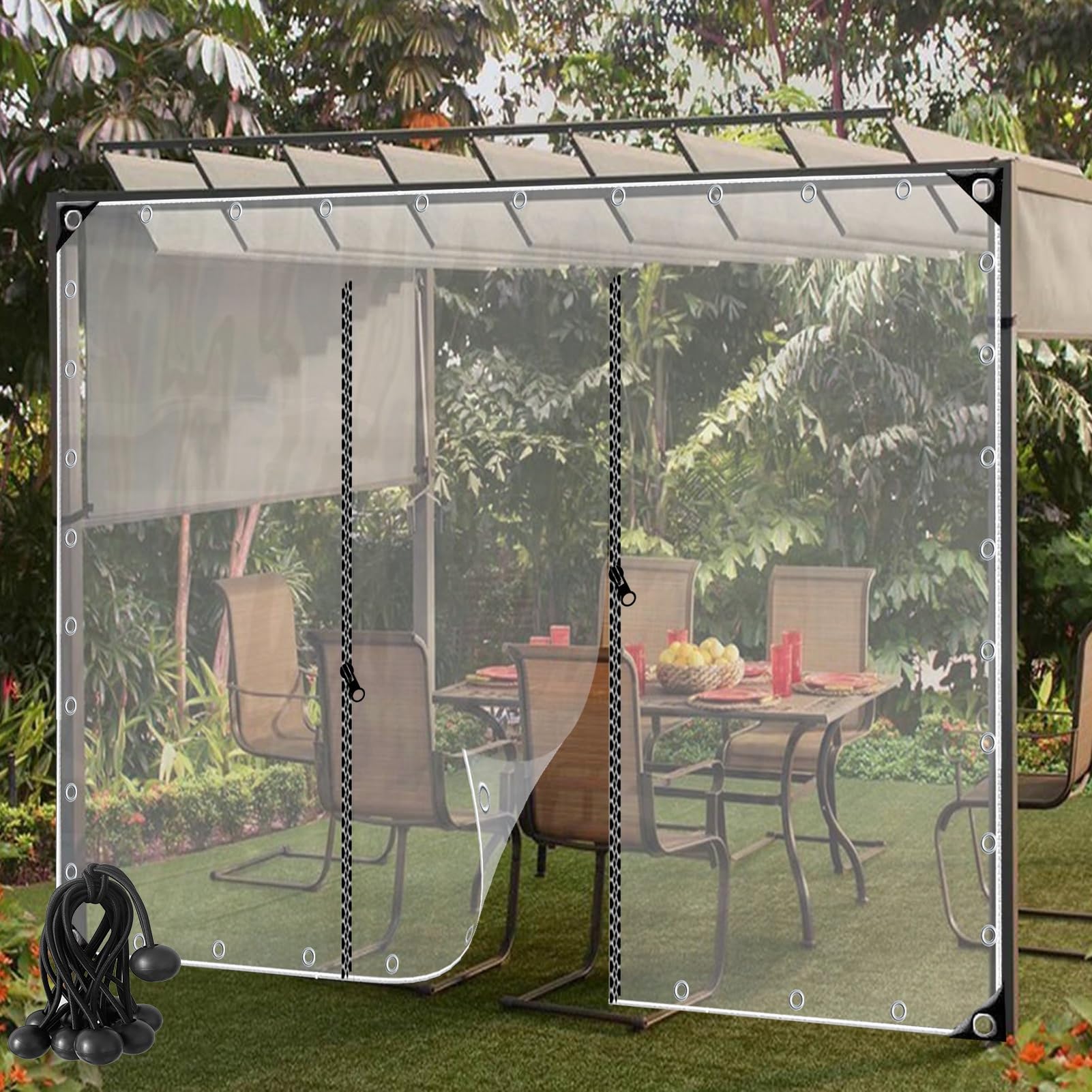 Rideau de séparation pour pergola et jardin en plastique imperméable
