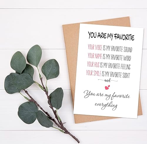 Miniatura 2 de TRIDECOR Tarjeta de felicitación con texto en inglés You Are My Favorite  Tarjeta de San Valentín para él, ella, esposa, marido, tarjeta de