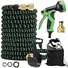 Garden Pipe Expandable Garden Hose Set (75FT) with 10 Function Spray Heads Extremely Elastic Hose with 1/2 and 3/4 2-in-1 Brass Connectors for Garden