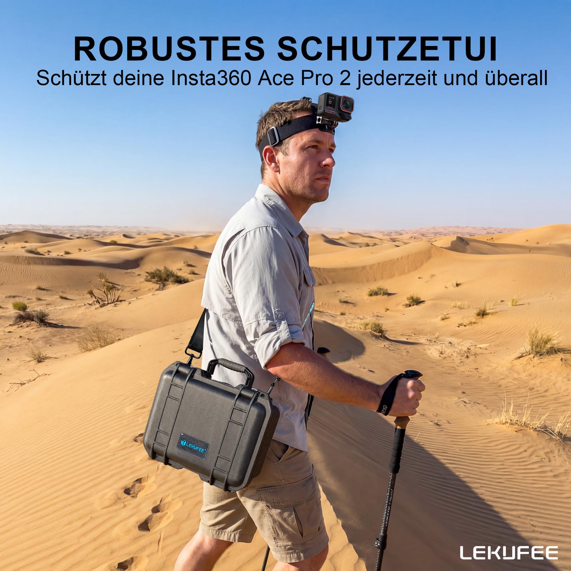 LEKUFEE Wasserdichter Hartschalenkoffer für Insta360 Ace Pro 2/Ace Pro/Insta360 Ace/wasserdichte Action-Kamera und weiteres Zubehör (Nur Koffer)(Inklusive Schultergurt)