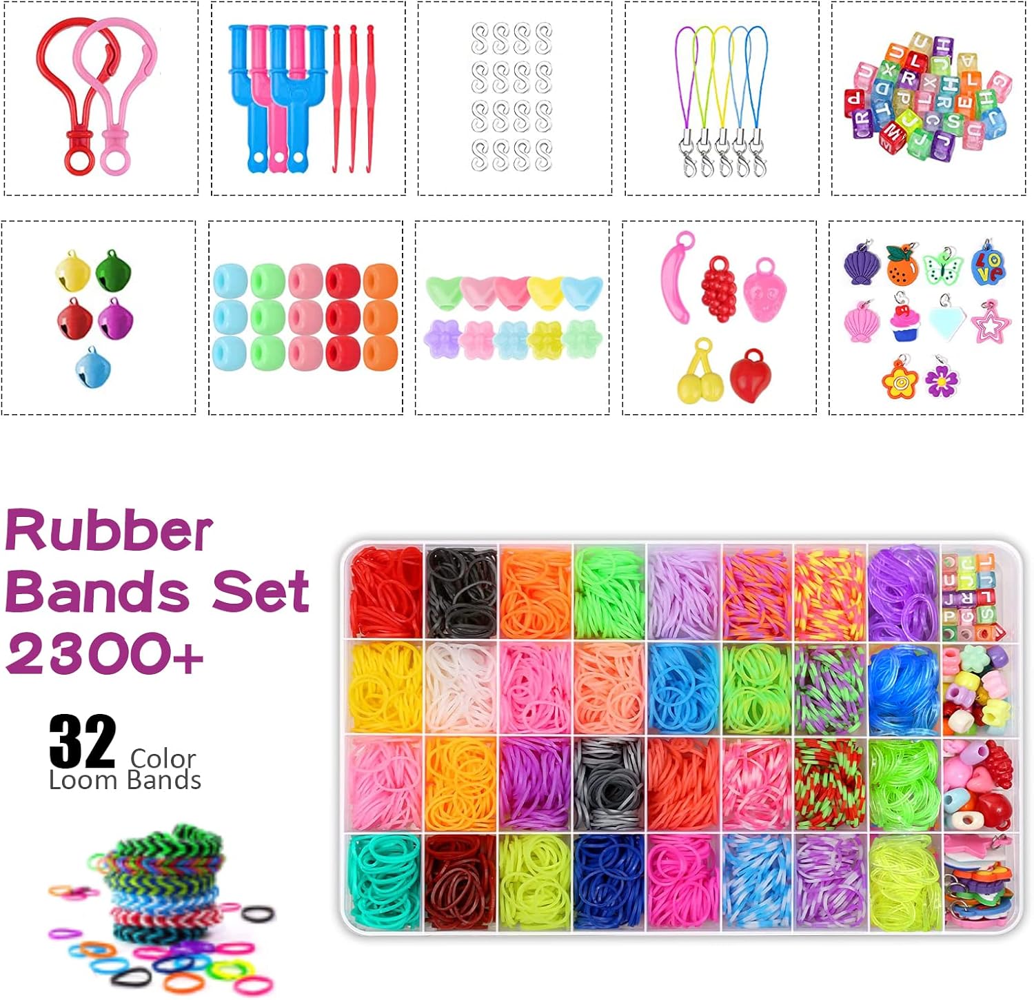 2300PCS Loom Bands,Loom Band Kit,Loom Bands Starter Kit,Loom Bands