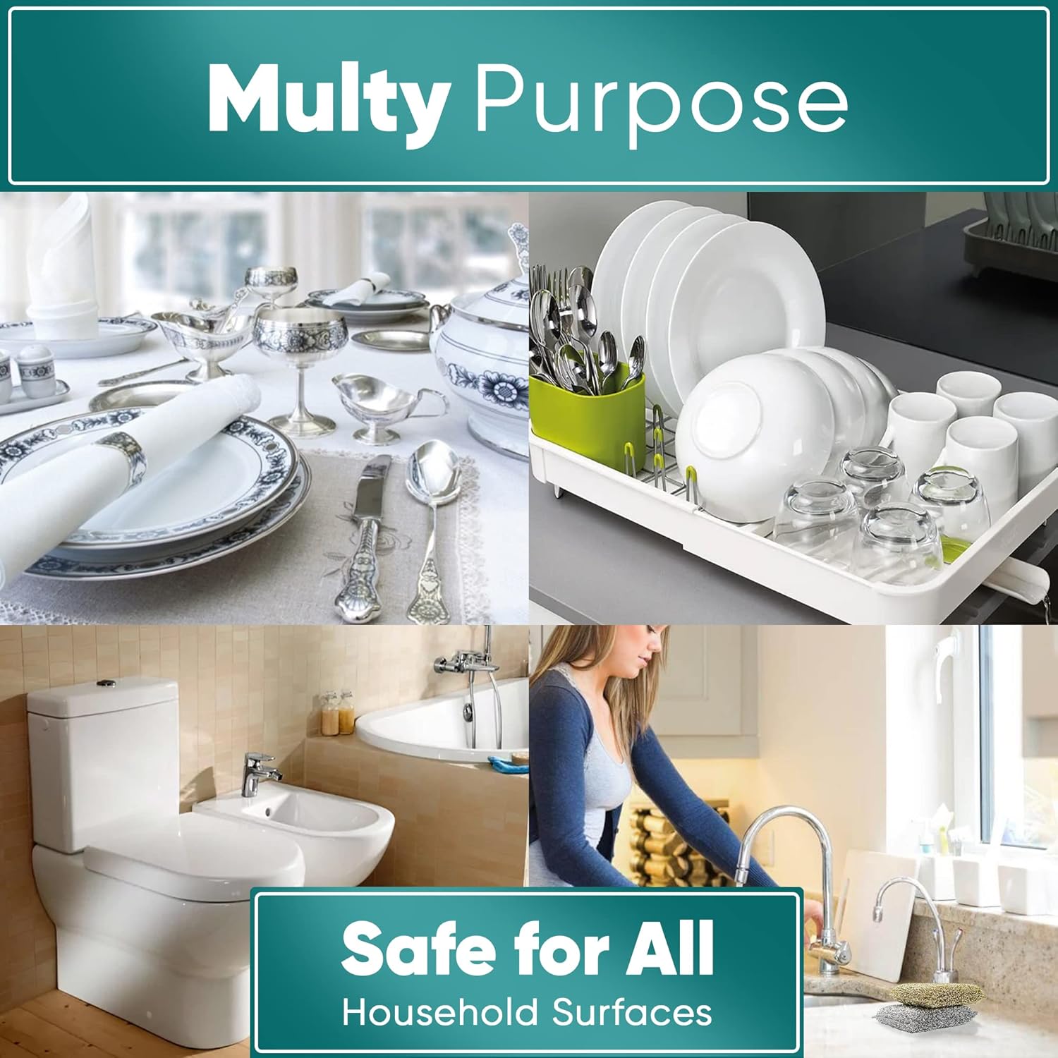 Scour Scrub Spons for Kitchen - Multipose Non-Scratch Spon