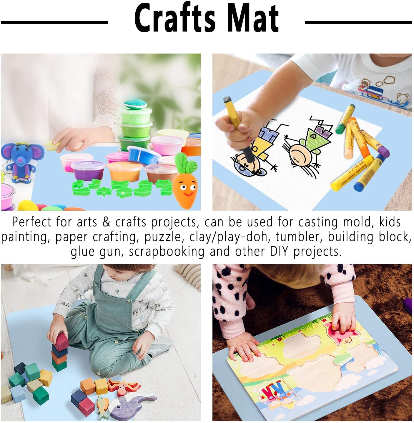 Gartful Silicone Crafts Mat, Silicone Sheets for Crafts, Painting, Nail Arts, Clay, Resin Jewelry Casting Molds Mat, Table Pad Placemat, Nonstick Nonslip, Gray & Beige & Light Blue (15.7x11.8 inch) - Image 5