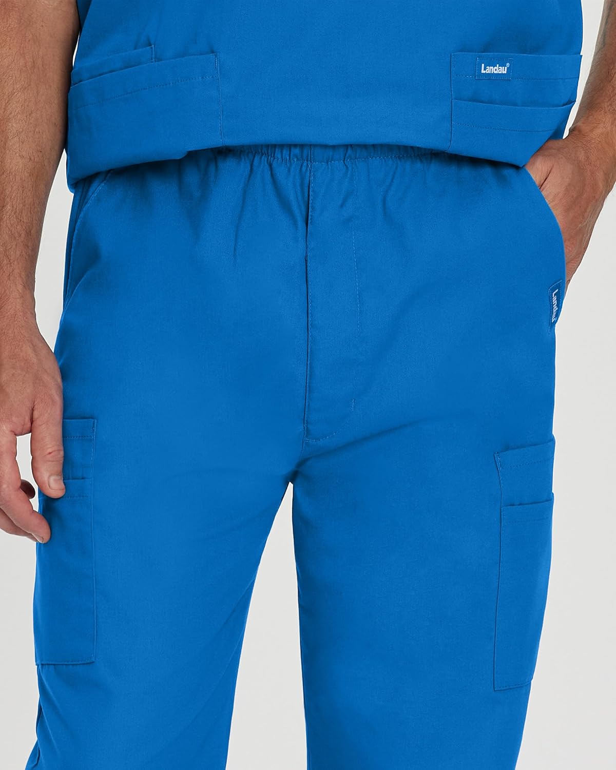 Landau Essentials Relaxed Fit 7-Pocket Elastic Cargo Scrub Pants for Men 8555 - Image 3