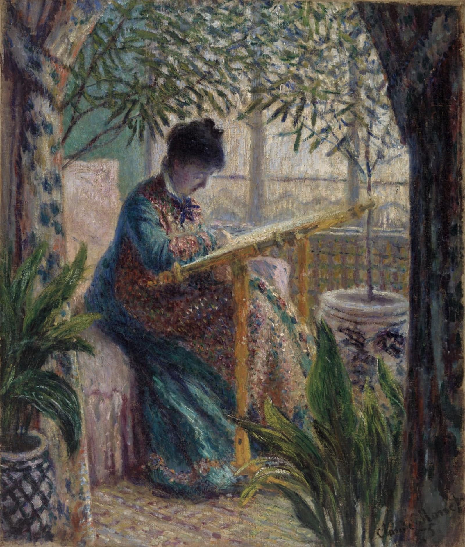 SERENDIPITP Vintage Picture Print on Canvas Wall Art Poster Madame Monet Embroidering by Claude Monet Artwork Print Poster for Wall Decor 60x90cm