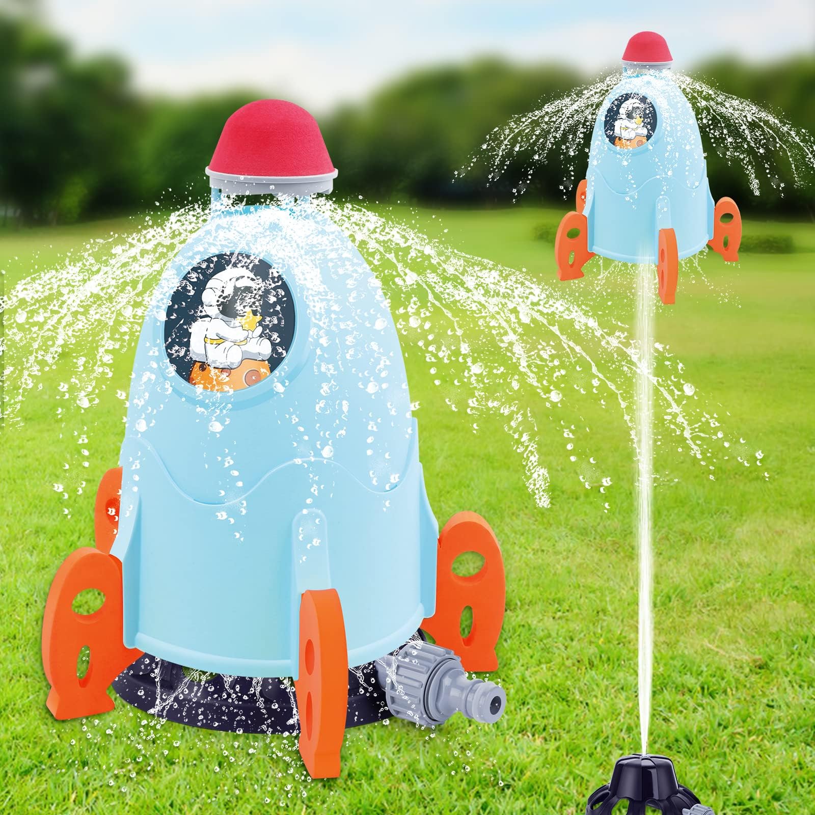 Outdoor Water Sprinkler, Sprinkler for Kids, Launch Water Rocket Toys, Summer Garden Outdoor Water Spray Toys, Garden Backyard Outside Play for Toddlers Aged 3-12