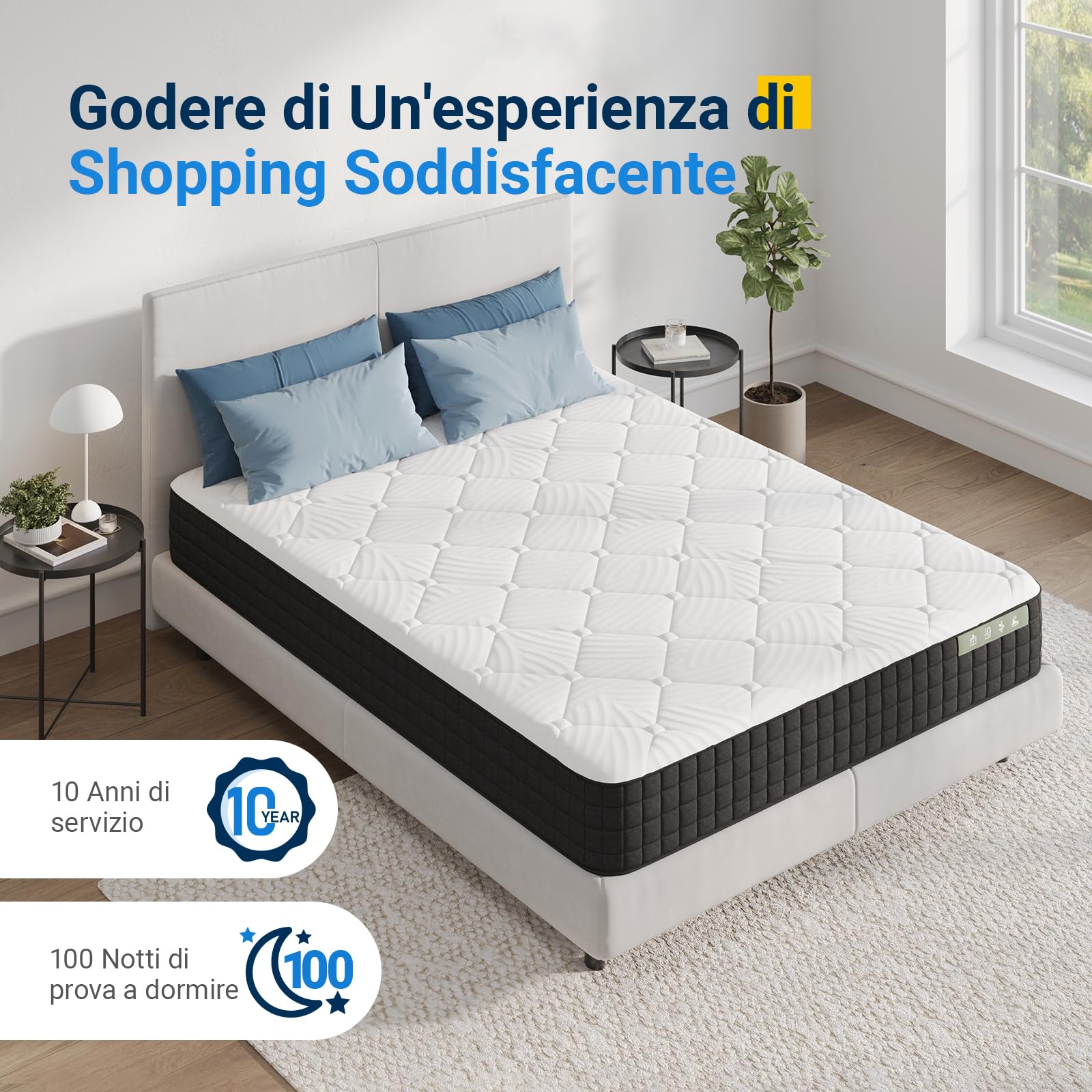 Avenco Materasso 160x190, Materasso Matrimoniale in Schiuma di Bambù, Tessuto Riempito con Gel Memory Foam Traspirante, Supporto Perfetto Si Adatta al Corpo e Migliora il Sonno