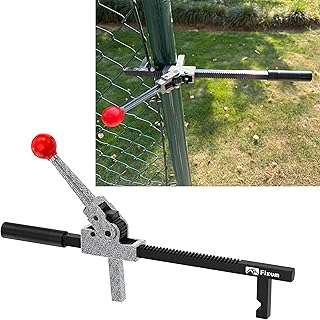 Chain Link Fence Stretcher Tool, Ratcheting Wire Fence Tightener & Puller for Woven Wire Fence, 3″–12″ Tension Range, 5° Tilted Base & Hooked Groove, One-Hand Operation for Farm & Yard