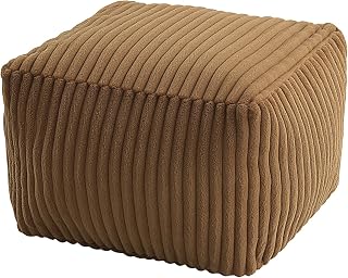 MeMoreCool Square Pouf Ottoman Foot Rest, 15 Inch Faux Fur Pouf, Coffee