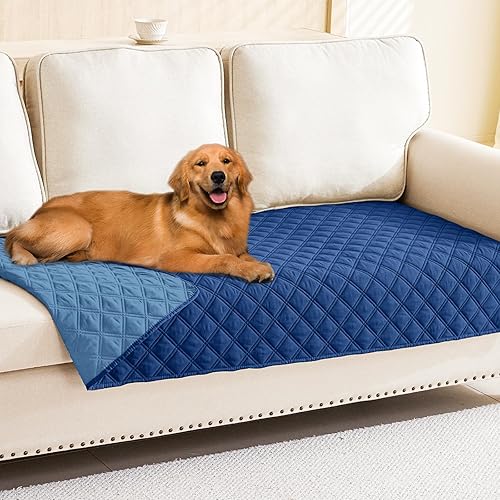 Miniatura 70 de Smiry Funda impermeable para cama de mascota, suave y lavable, para cama, sofá, reversible, perros pequeños, medianos, grandes, gatos, diseño