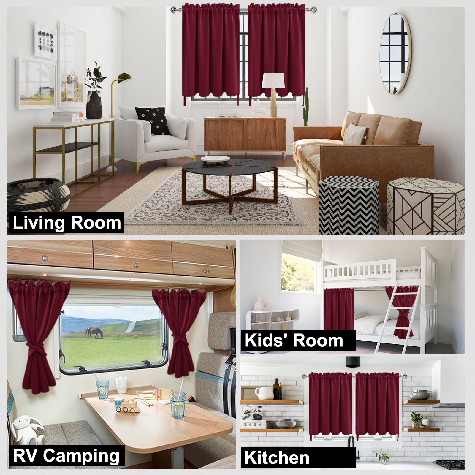 DWCN Christmas Curtains for Bedroom and Living Room, Blackout, Thermal Room Darkening Tier Curtains for Small Windows - Image 2