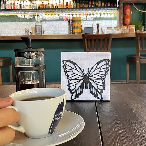 Miniatura 4 de Servilletero negro para mesa, servilletero con diseño de mariposa, dispensador de pañuelos para encimeras de cocina, mesa de comedor y picnic,